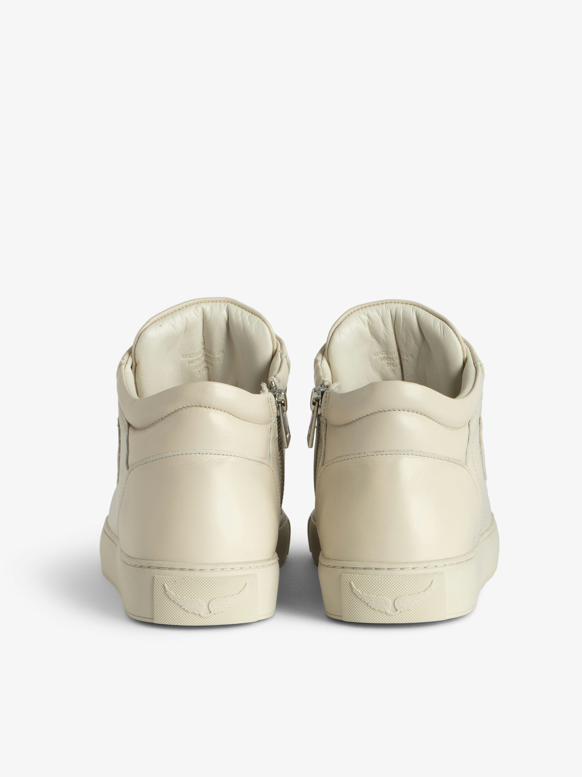 Mid Fly Sneakers On - Vintage-effect leather high-top sneakers with embossed wings.